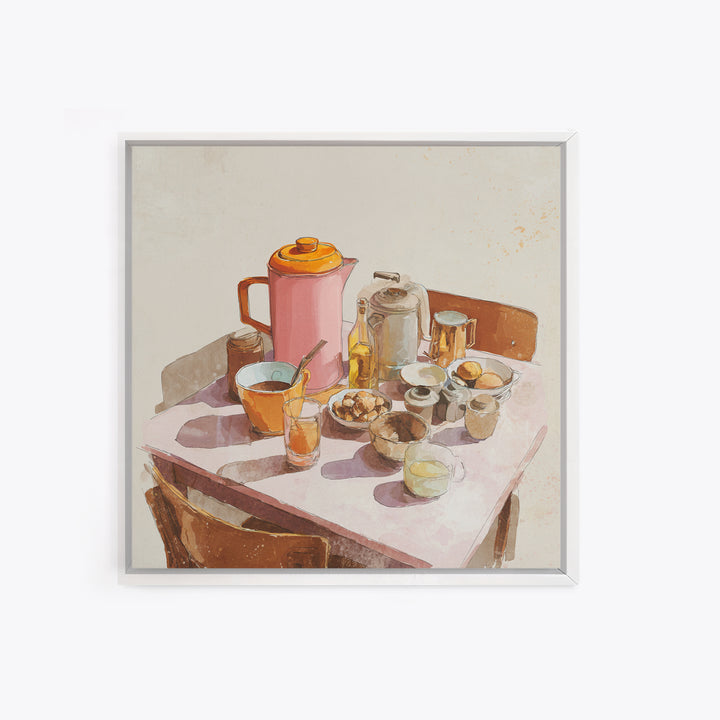 Mid Century Coffee Pot Canvas Print, Coffee Shop Art, Kitchen Wall Decor, Cafe Decor, Oil Painting, Cafe, Fine Art Print, CSA-1x1-22