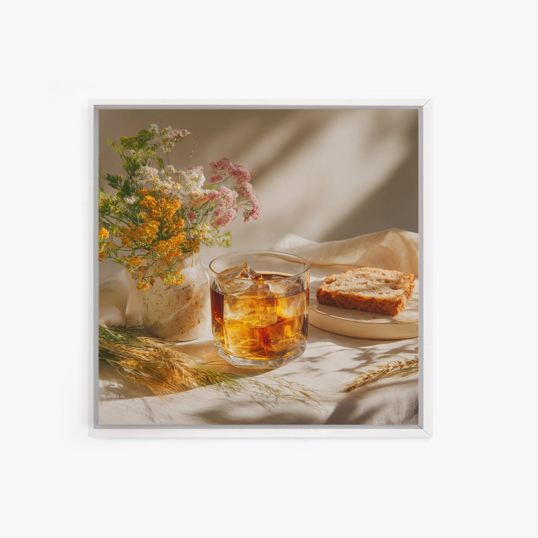 Iced Coffee Glass Canvas Print, Coffee Shop Art, Canvas Print, Cafe Decor, Fine Art, Cafe, Neutral Decor, Modern Decor, CSA-1x1-35