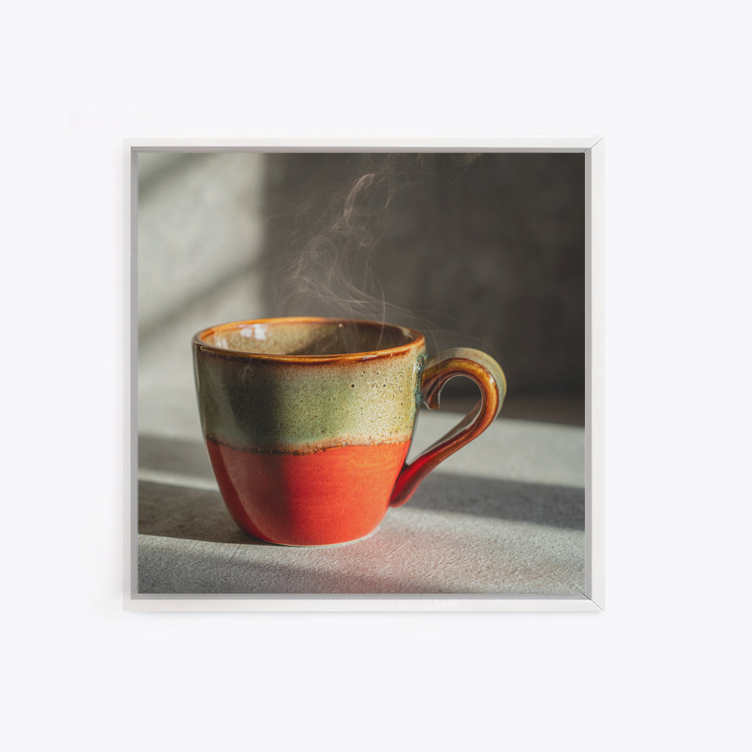 Espresso Cup with Rising Steam and Warm Canvas Print, Coffee Shop Art, Room Decor, Cafe Decor, Fine Art, Cafe, Canvas Wall Art, CSA-1x1-49