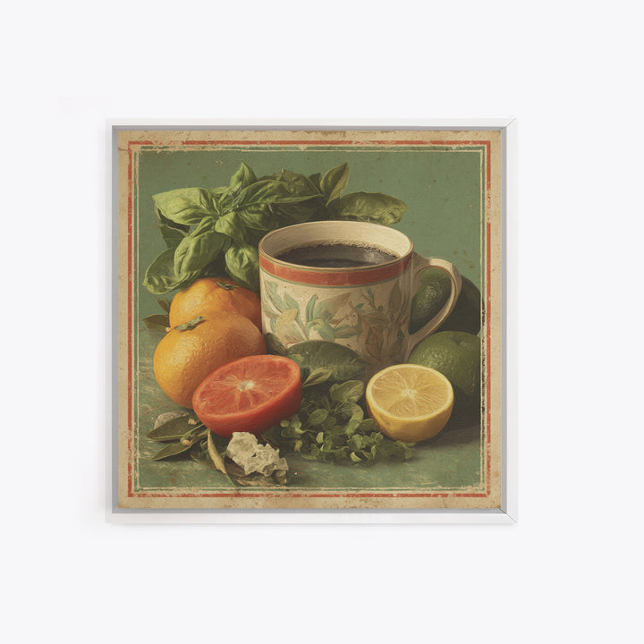 Retro Cafe Poster Coffee Cup Graphic Canvas Print, Coffee Shop Art, Coffee Wall Art, Cafe Decor, Fine Art, Cafe, CSA-1x1-55