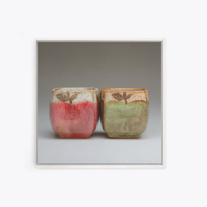 Two Cups Facing Each Other Framed Canvas Print, Coffee Shop Art, Boho Decor, Cafe Decor, Oil Painting, Cafe, Printable, CSA-1x1-61