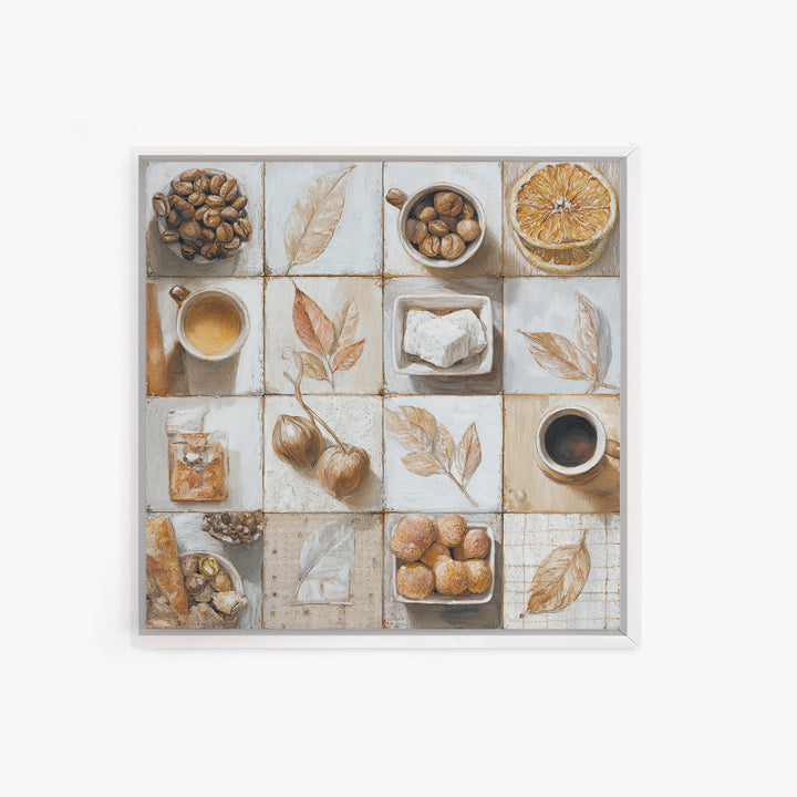 Coffee Bean Pattern Framed Canvas Print, Coffee Shop Art, Neutral Decor, Cafe Decor, Fine Art, Cafe, Home Decor, Wall Decor, CSA-1x1-63