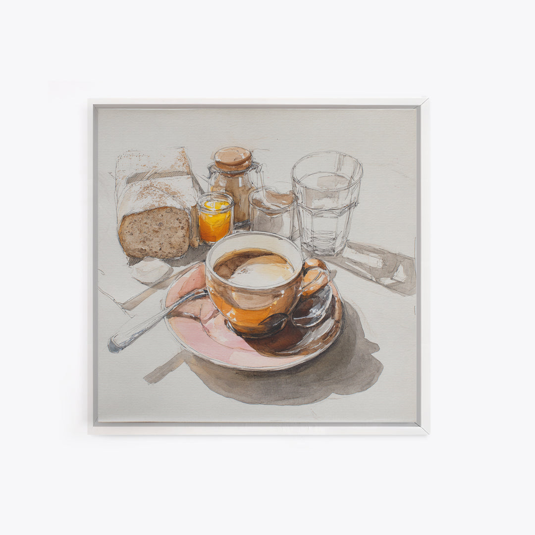 Minimal Line Art of a Cup and Framed Canvas Print, Coffee Shop Art, Minimalist Wall Art, Cafe Decor, Fine Art, Cafe, Room Decor, CSA-1x1-66