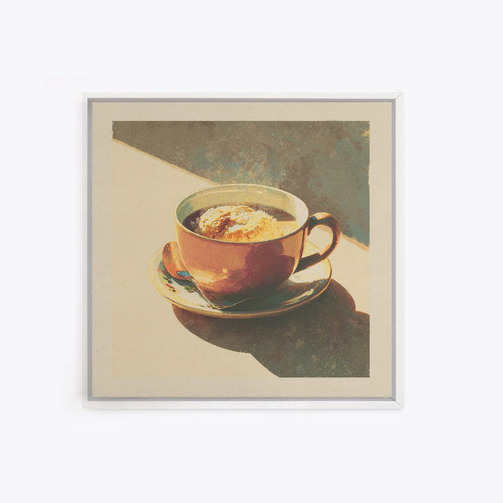 Retro Cafe Poster Coffee Cup Graphic Framed Canvas Print, Coffee Shop Art, Boho Decor, Cafe Decor, Fine Art, Cafe, Printable, CSA-1x1-79