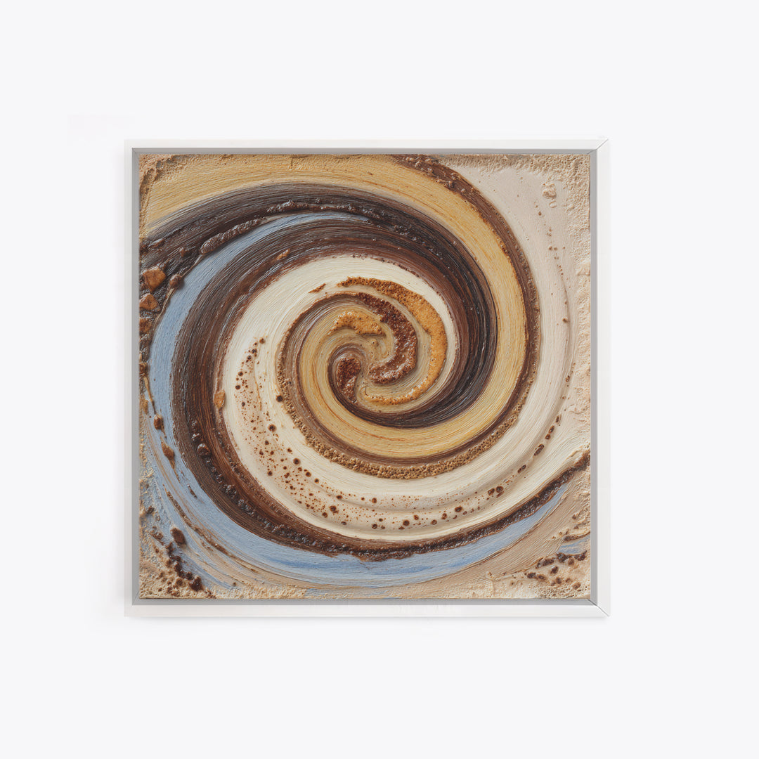 Abstract Brown and Cream Coffee Swirl Canvas Print, Coffee Shop Art, Statement Artwork, Cafe Decor, Abstract Art, Cafe, CSA-1x1-9