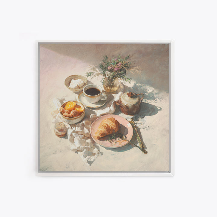 Sunlit Pastry and Coffee Arrangement Canvas Print, Coffee Shop Art, Room Decor, Cafe Decor, Fine Art, Cafe, Canvas Wall Art, CSA-1x1-91