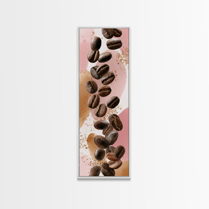 Roasted Beans Falling Through Dark Space Canvas Print, Coffee Shop Art, Printable, Cafe Decor, Fine Art, Cafe, Dopamine Decor, CSA-1x3-32
