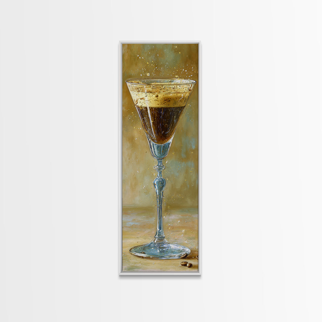 Espresso Martini Coffee Cocktail Still Life Framed Canvas Print, Coffee Shop Art, Textured Painting, Cafe Decor, Fine Art, Cafe, CSA-1x3-53