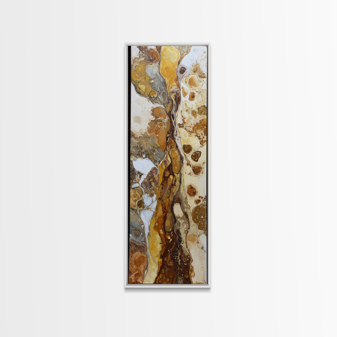Abstract Brown and Cream Coffee Swirl Framed Canvas Print, Coffee Shop Art, Wall Art, Cafe Decor, Abstract Art, Cafe, CSA-1x3-69