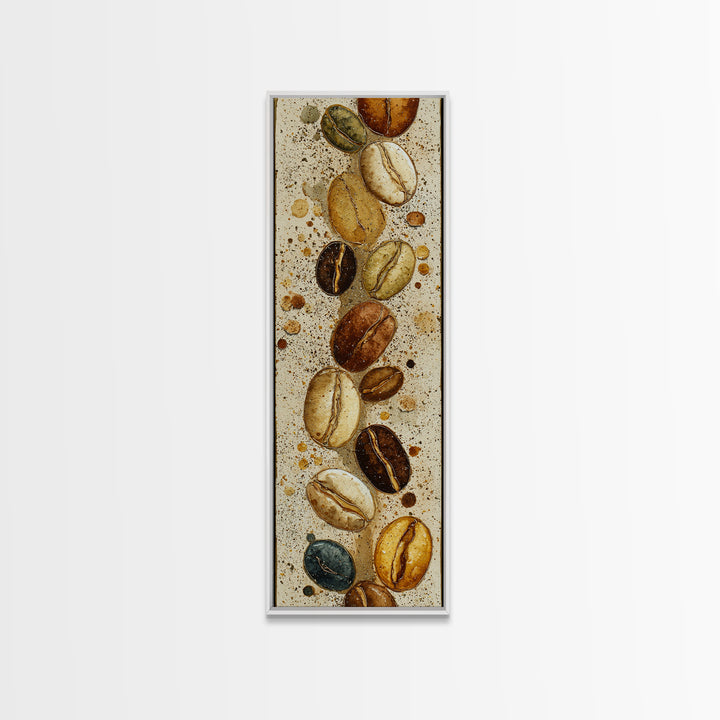 Coffee Bean Pattern Framed Canvas Print, Coffee Shop Art, Neutral Decor, Cafe Decor, Fine Art, Cafe, Home Decor, Wall Decor, CSA-1x3-75