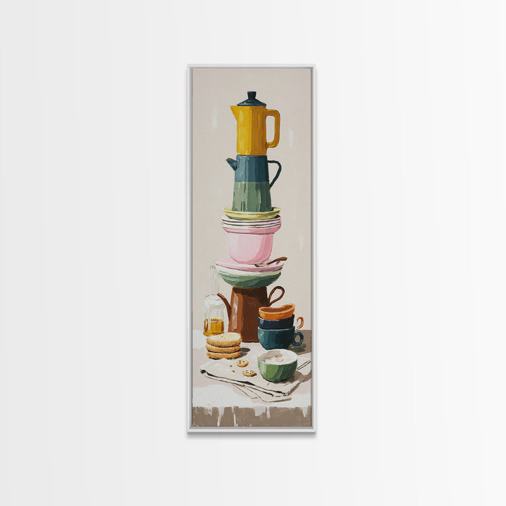Mid Century Coffee Pot Canvas Print, Coffee Shop Art, Boho Decor, Cafe Decor, Oil Painting, Cafe, Printable, Printable Wall Art, CSA-1x3-82