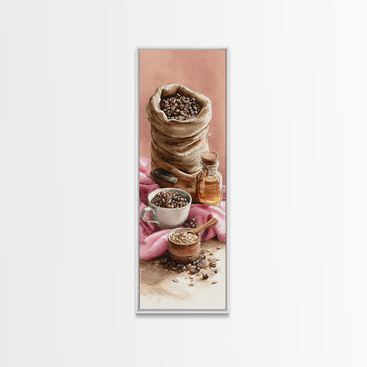 Coffee Beans and Burlap Sack Still Life Canvas Print, Coffee Shop Art, Contemporary Art, Cafe Decor, Cafe, Printable Art, CSA-1x3-86