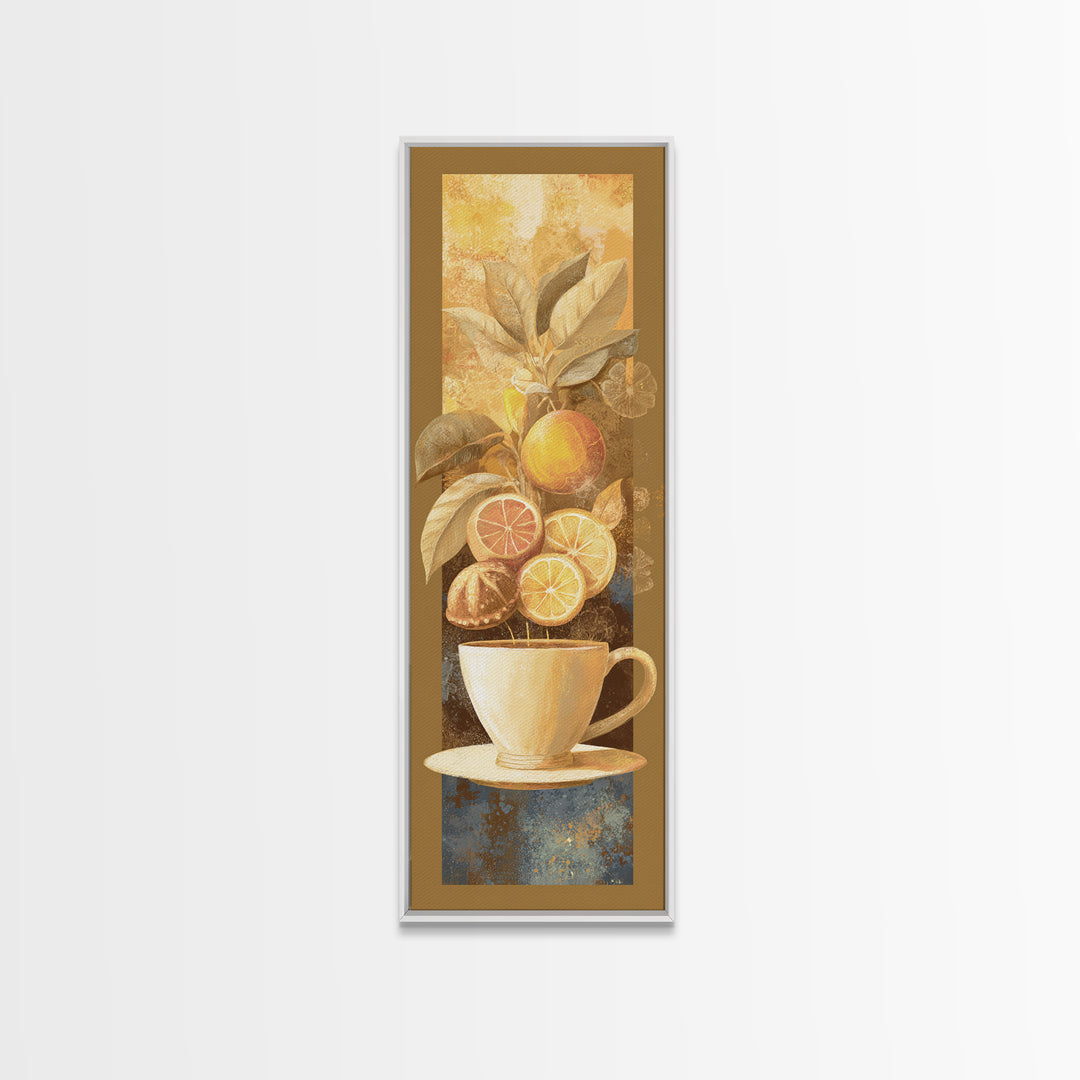 Retro Cafe Poster Coffee Cup Graphic Framed Canvas Print, Coffee Shop Art, Boho Decor, Cafe Decor, Fine Art, Cafe, Printable, CSA-1x3-91