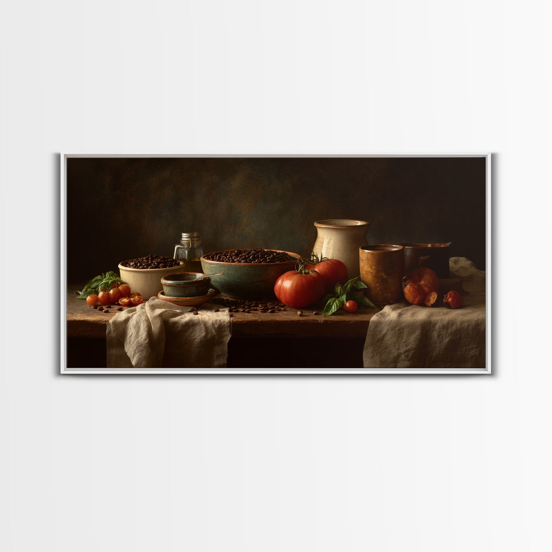 Roasted Beans Falling Through Dark Space Canvas Print, Coffee Shop Art, Canvas Wall Art, Cafe Decor, Cafe, Bedroom Wall Art, CSA-2x1-64