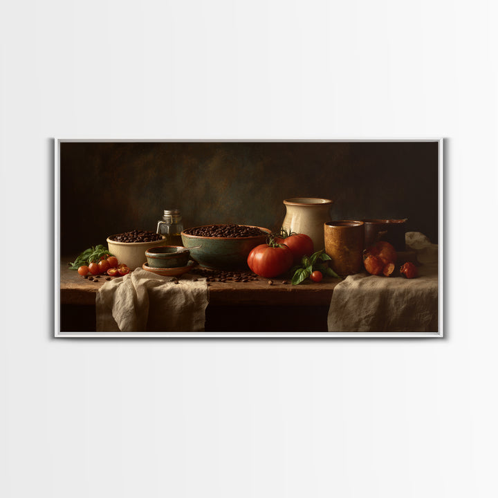 Roasted Beans Falling Through Dark Space Canvas Print, Coffee Shop Art, Canvas Wall Art, Cafe Decor, Cafe, Bedroom Wall Art, CSA-2x1-64