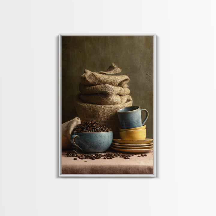 Coffee Beans and Burlap Sack Still Life Canvas Print, Coffee Shop Art, Contemporary Art, Cafe Decor, Cafe, Printable Art, CSA-2x3-10
