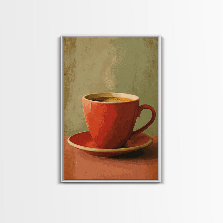 Retro Cafe Poster Coffee Cup Graphic Canvas Print, Coffee Shop Art, Minimalist Decor, Cafe Decor, Cafe, Kitchen Wall Art, CSA-2x3-15