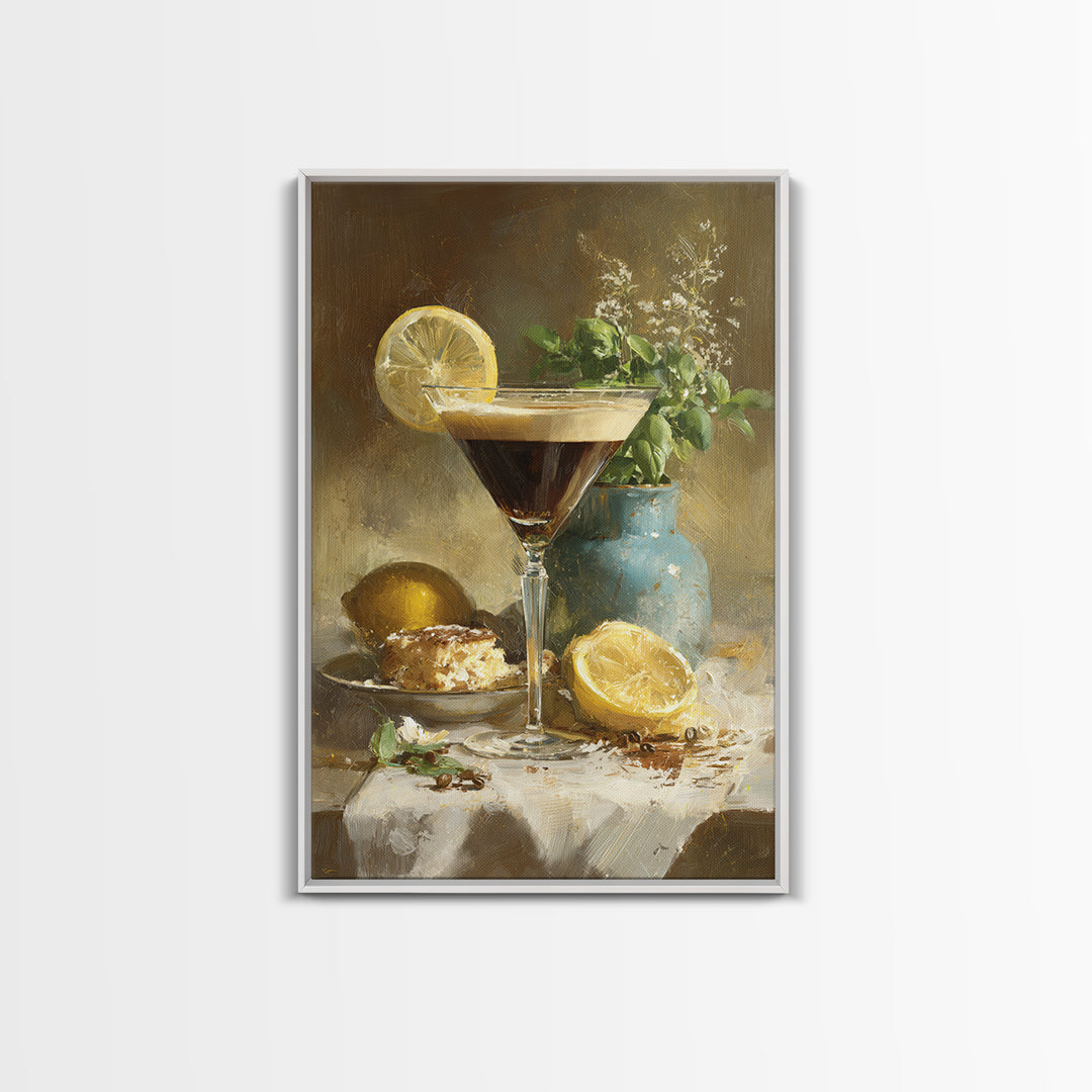 Espresso Martini Coffee Cocktail Still Life Framed Canvas Print, Coffee Shop Art, Canvas Wall Art, Cafe Decor, Fine Art, Cafe, CSA-2x3-25