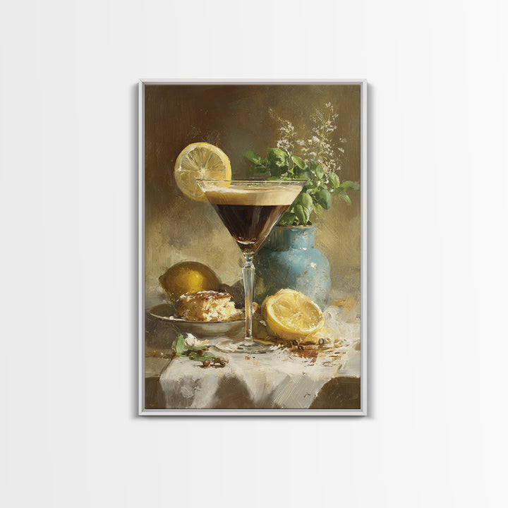 Espresso Martini Coffee Cocktail Still Life Framed Canvas Print, Coffee Shop Art, Canvas Wall Art, Cafe Decor, Fine Art, Cafe, CSA-2x3-25