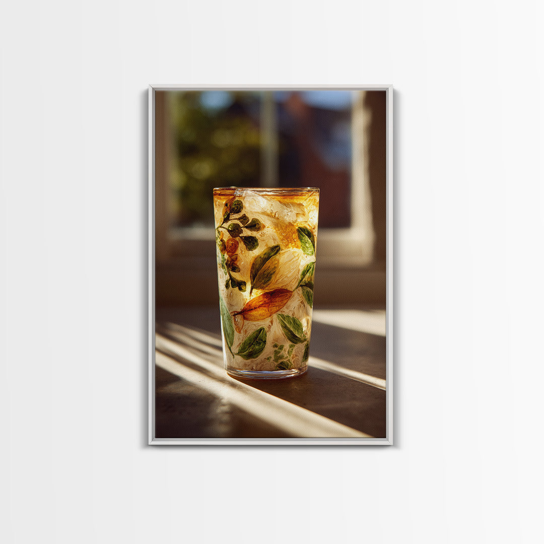 Iced Coffee Glass Framed Canvas Print, Coffee Shop Art, Kitchen Wall Art, Cafe Decor, Fine Art, Cafe, Gothic Wall Art, CSA-2x3-43