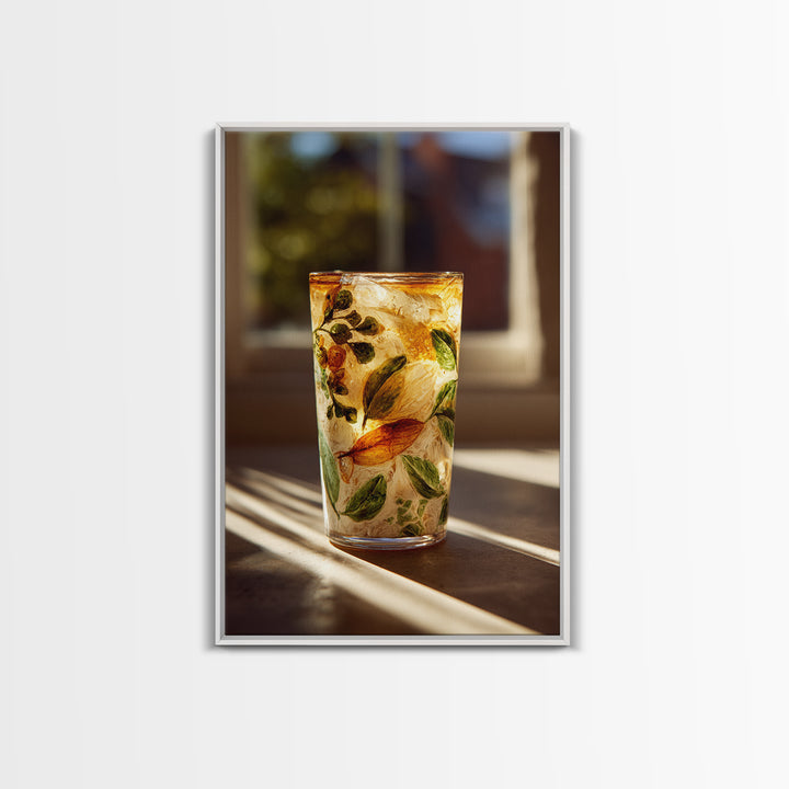 Iced Coffee Glass Framed Canvas Print, Coffee Shop Art, Kitchen Wall Art, Cafe Decor, Fine Art, Cafe, Gothic Wall Art, CSA-2x3-43