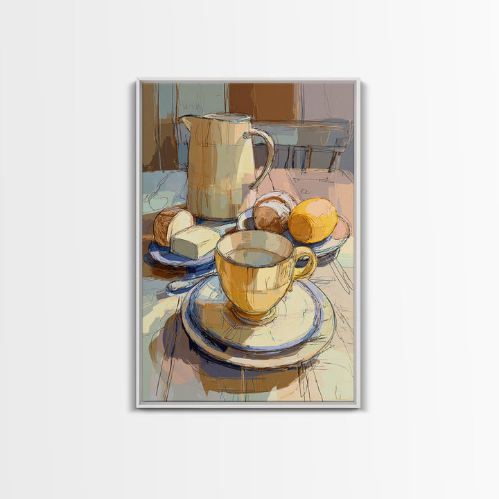 Minimal Line Art of a Cup and Canvas Print, Coffee Shop Art, Coffee, Cafe Decor, Cafe, Living Room Decor, Dark Academia Decor, CSA-2x3-50