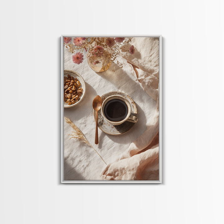 Moody Dark Roast Still Life Framed Canvas Print, Coffee Shop Art, Printable, Cafe Decor, Fine Art, Cafe, Dopamine Decor, CSA-2x3-64
