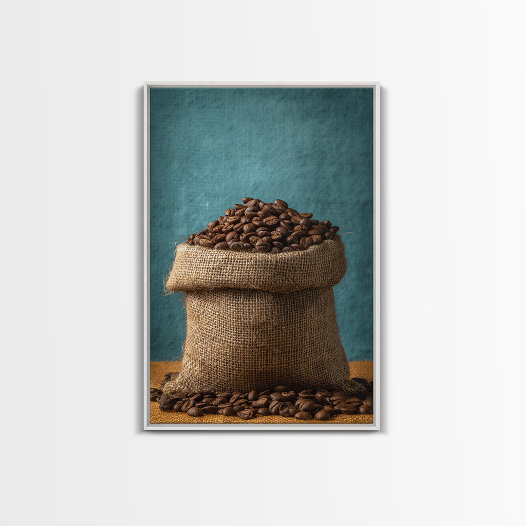 Coffee Beans and Burlap Sack Still Life Canvas Print, Coffee Shop Art, Kitchen Wall Art, Cafe Decor, Cafe, Gothic Wall Art, CSA-2x3-82