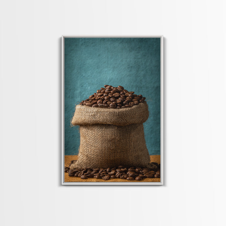 Coffee Beans and Burlap Sack Still Life Canvas Print, Coffee Shop Art, Kitchen Wall Art, Cafe Decor, Cafe, Gothic Wall Art, CSA-2x3-82