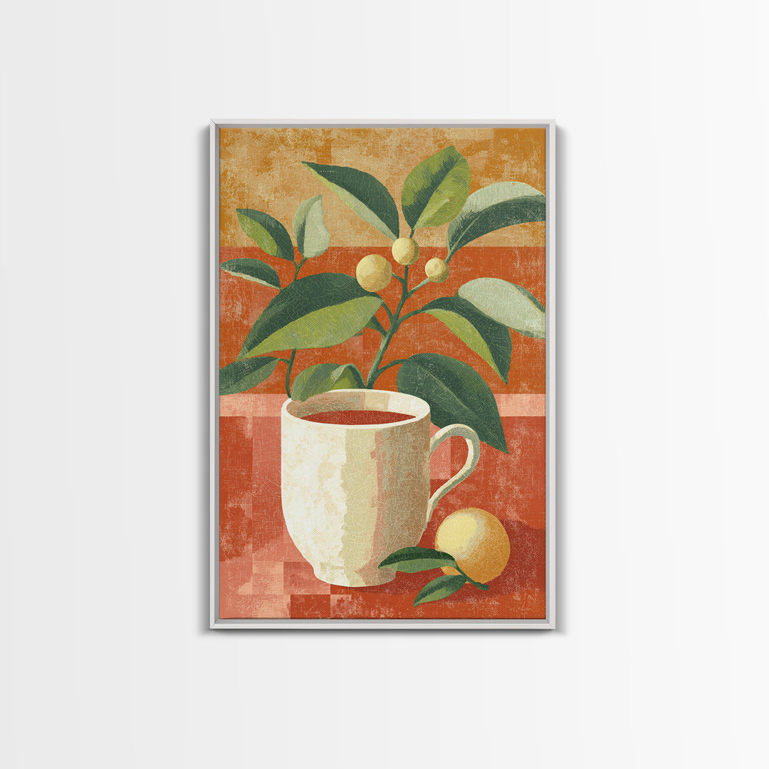 Retro Cafe Poster Coffee Cup Graphic Framed Canvas Print, Coffee Shop Art, Coffee Art, Cafe Decor, Fine Art, Cafe, CSA-2x3-87