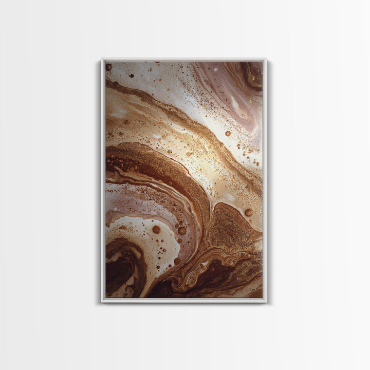 Abstract Brown and Cream Coffee Swirl Framed Canvas Print, Coffee Shop Art, Gothic Wall Art, Cafe Decor, Abstract Art, Cafe, CSA-2x3-89