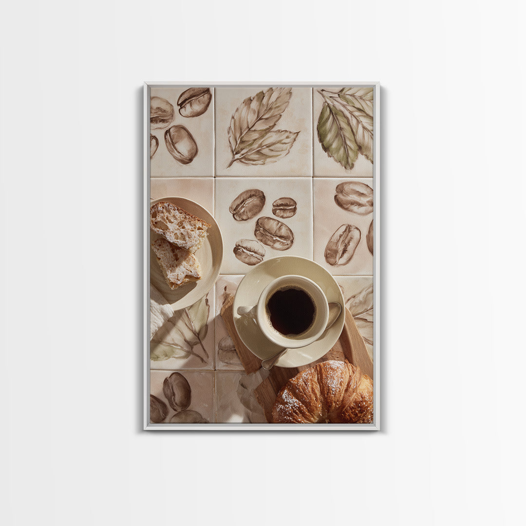 Coffee Bean Pattern Canvas Print, Coffee Shop Art, Whimsical Art, Cafe Decor, Oil Painting, Cafe, Minimalist Decor, CSA-2x3-95