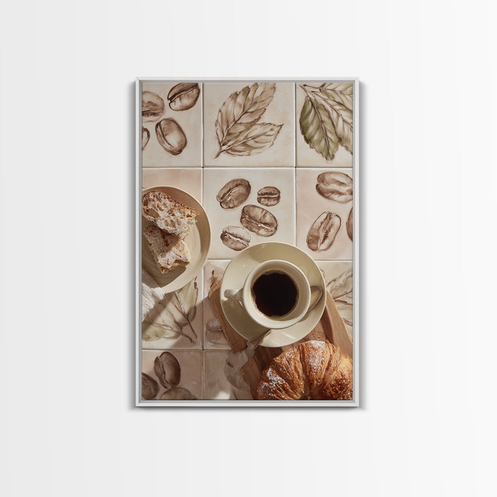 Coffee Bean Pattern Canvas Print, Coffee Shop Art, Whimsical Art, Cafe Decor, Oil Painting, Cafe, Minimalist Decor, CSA-2x3-95