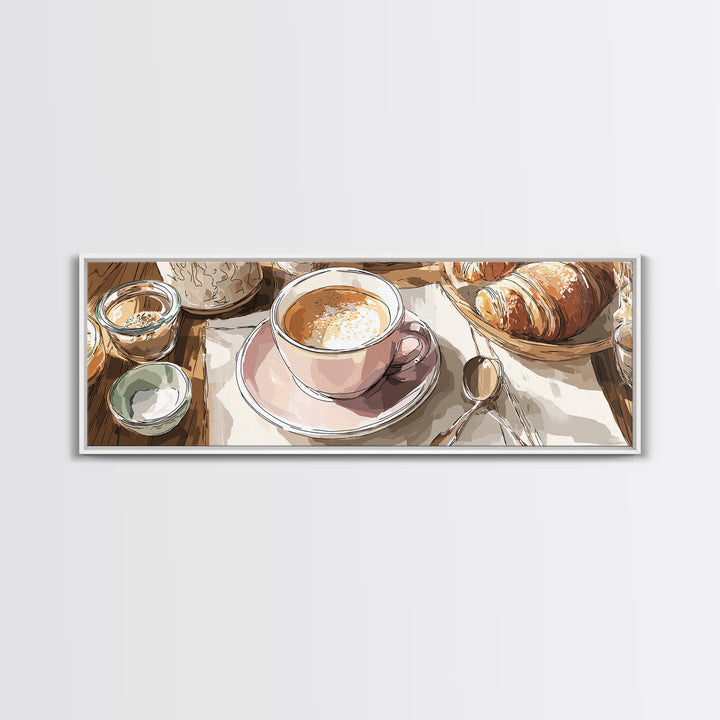 Minimal Line Art of a Cup and Framed Canvas Print, Coffee Shop Art, Printable Wall Art, Cafe Decor, Abstract Art, Cafe, CSA-3x1-10