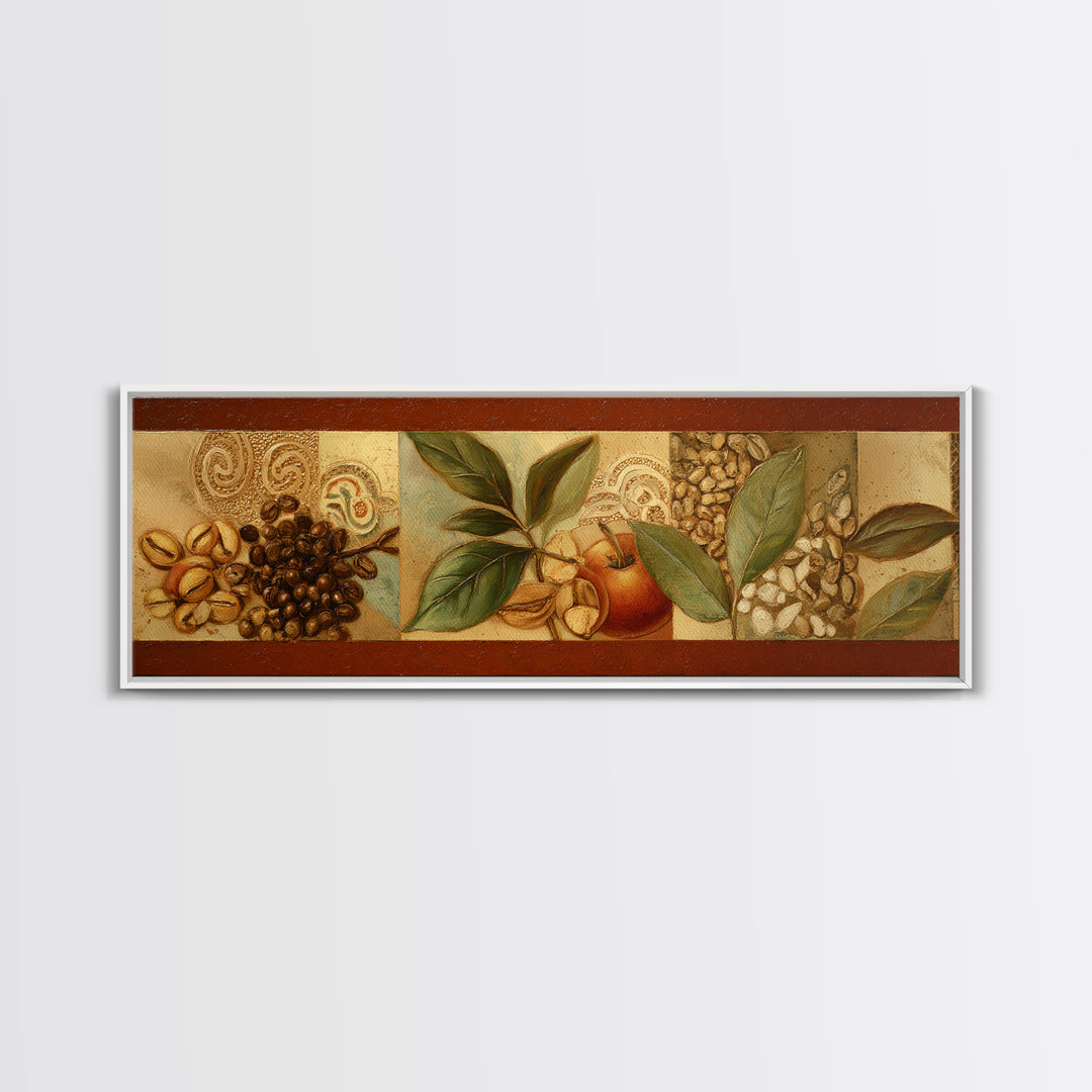 Coffee Bean Pattern Framed Canvas Print, Coffee Shop Art, Coffee, Cafe Decor, Cafe, Living Room Decor, Dark Academia Decor, CSA-3x1-55