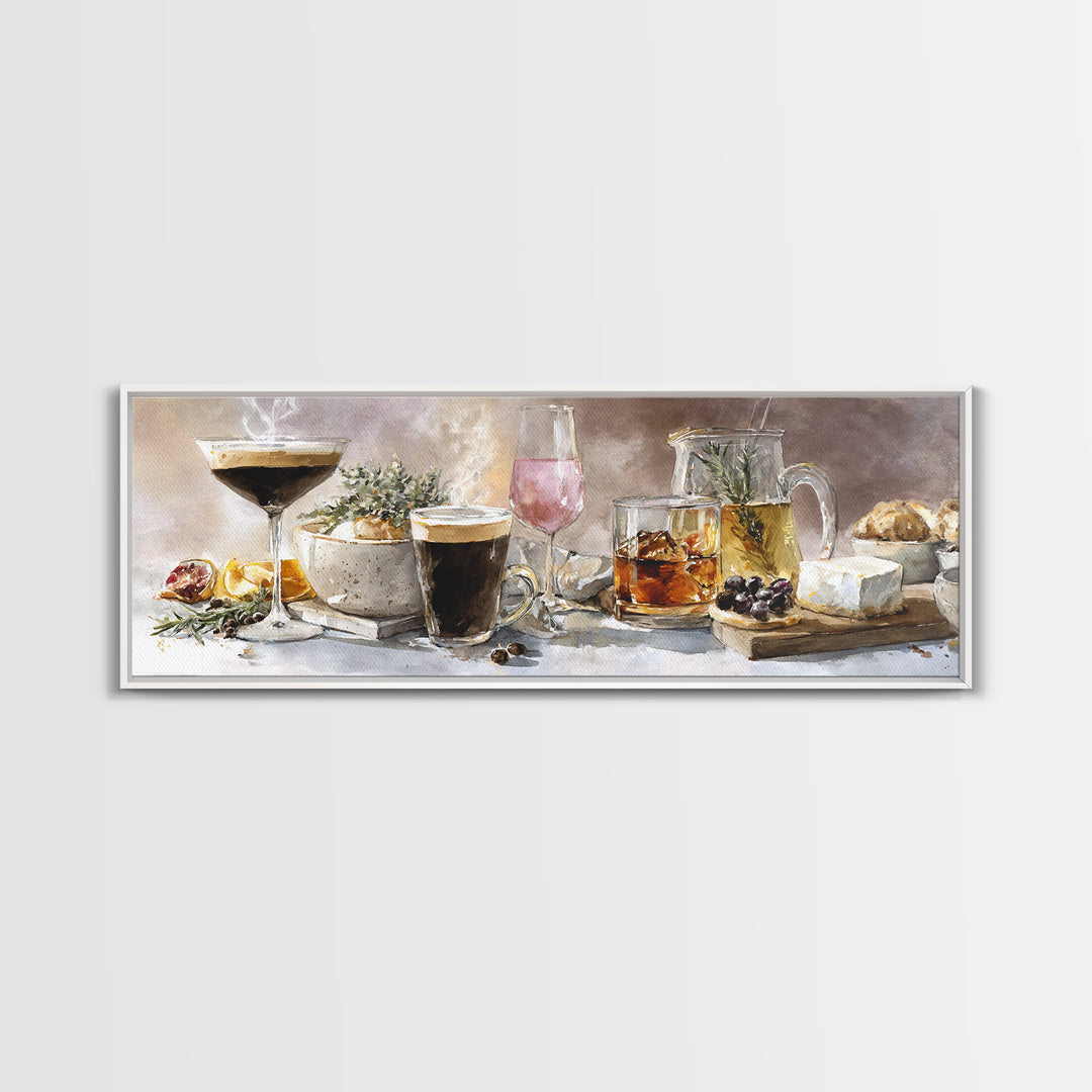 Espresso Martini Coffee Cocktail Still Life Framed Canvas Print, Coffee Shop Art, Food Art, Cafe Decor, Fine Art, Cafe, CSA-3x1-57