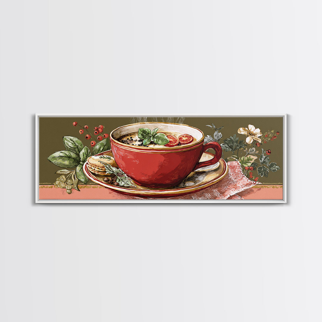 Retro Cafe Poster Coffee Cup Graphic Canvas Print, Coffee Shop Art, Farmhouse Decor, Cafe Decor, Fine Art, Cafe, Moody Wall Art, CSA-3x1-71