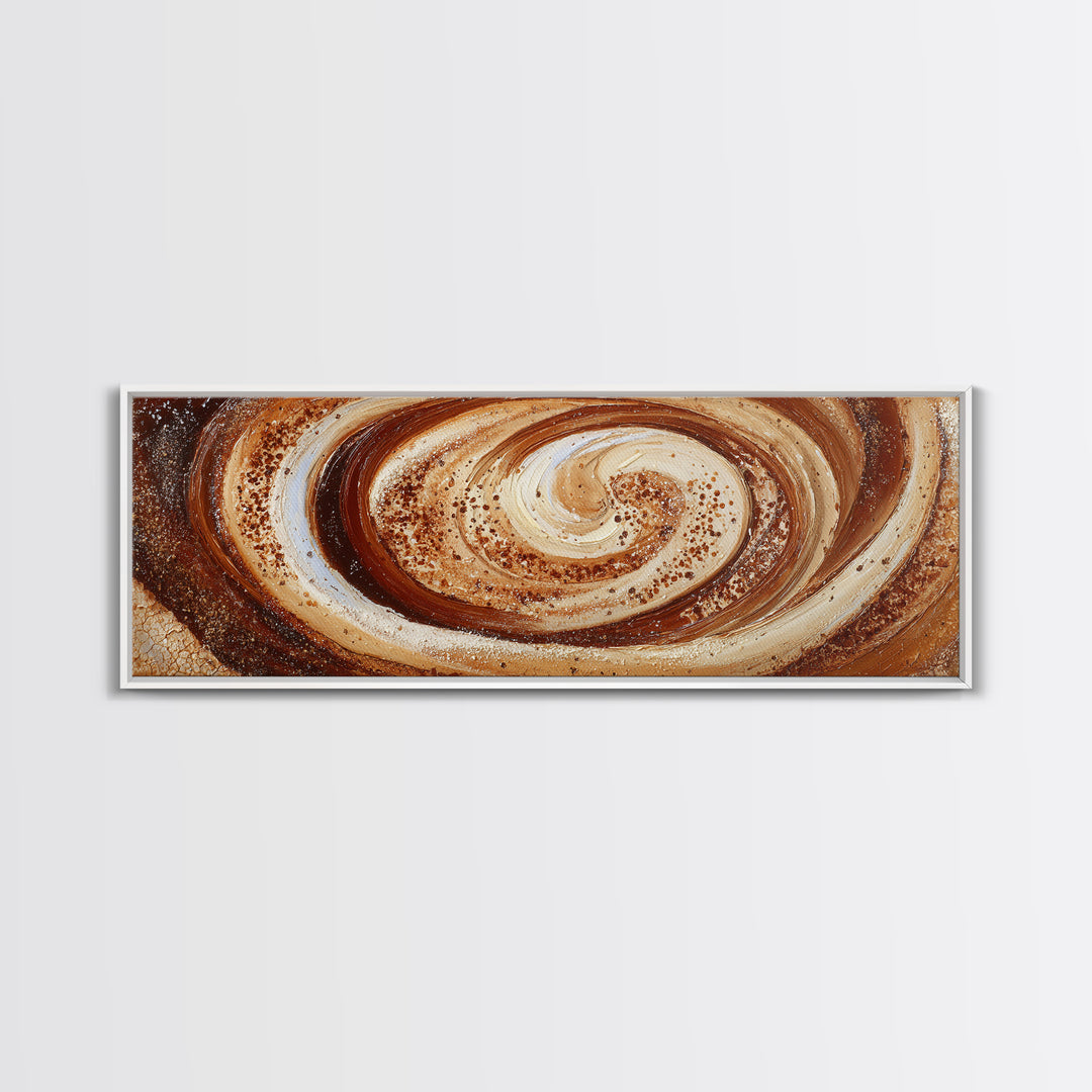 Abstract Brown and Cream Coffee Swirl Canvas Print, Coffee Shop Art, Luxury Decor, Cafe Decor, Abstract Art, Cafe, CSA-3x1-97