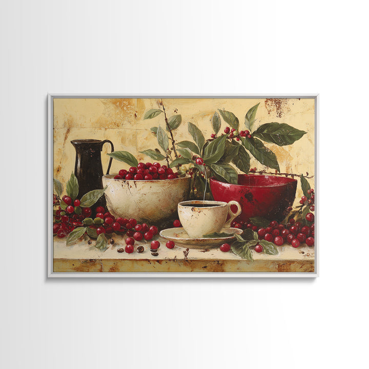 Coffee Farm Landscape Framed Canvas Print, Coffee Shop Art, Gallery Decor, Cafe Decor, Fine Art, Cafe, Wall Art, Home Decor, CSA-3x2-27