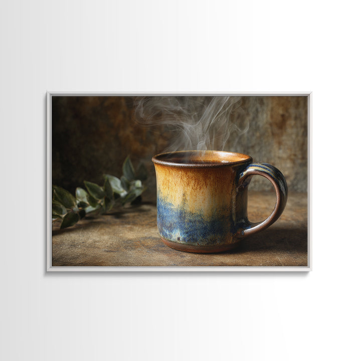 Espresso Cup with Rising Steam and Warm Canvas Print, Coffee Shop Art, Modern Decor, Cafe Decor, Fine Art, Cafe, Wall Decor, CSA-3x2-29