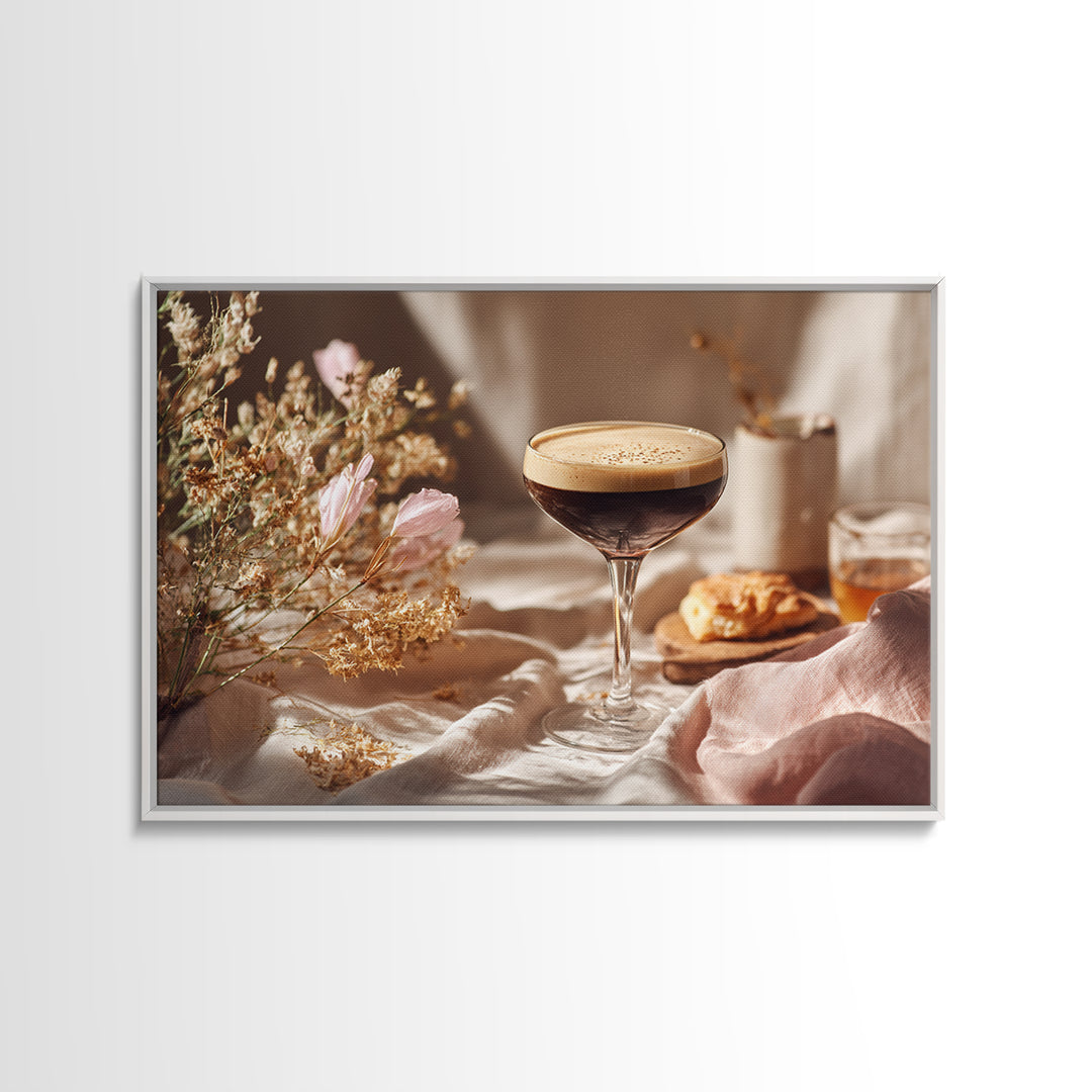 Espresso Martini Coffee Cocktail Still Life Framed Canvas Print, Coffee Shop Art, Gallery Decor, Cafe Decor, Fine Art, Cafe, CSA-3x2-45