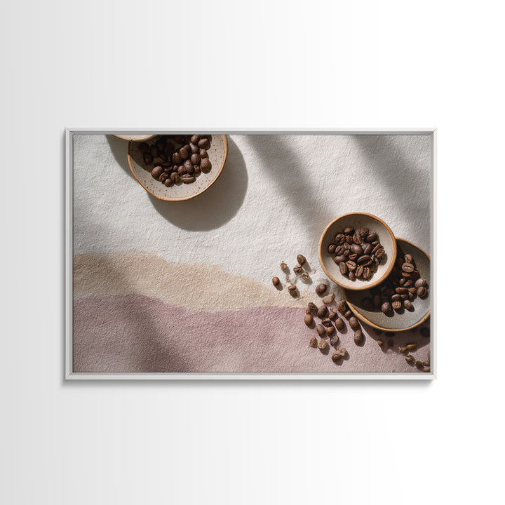 Roasted Beans Falling Through Dark Space Canvas Print, Coffee Shop Art, Gallery Decor, Cafe Decor, Fine Art, Cafe, Wall Art, CSA-3x2-48