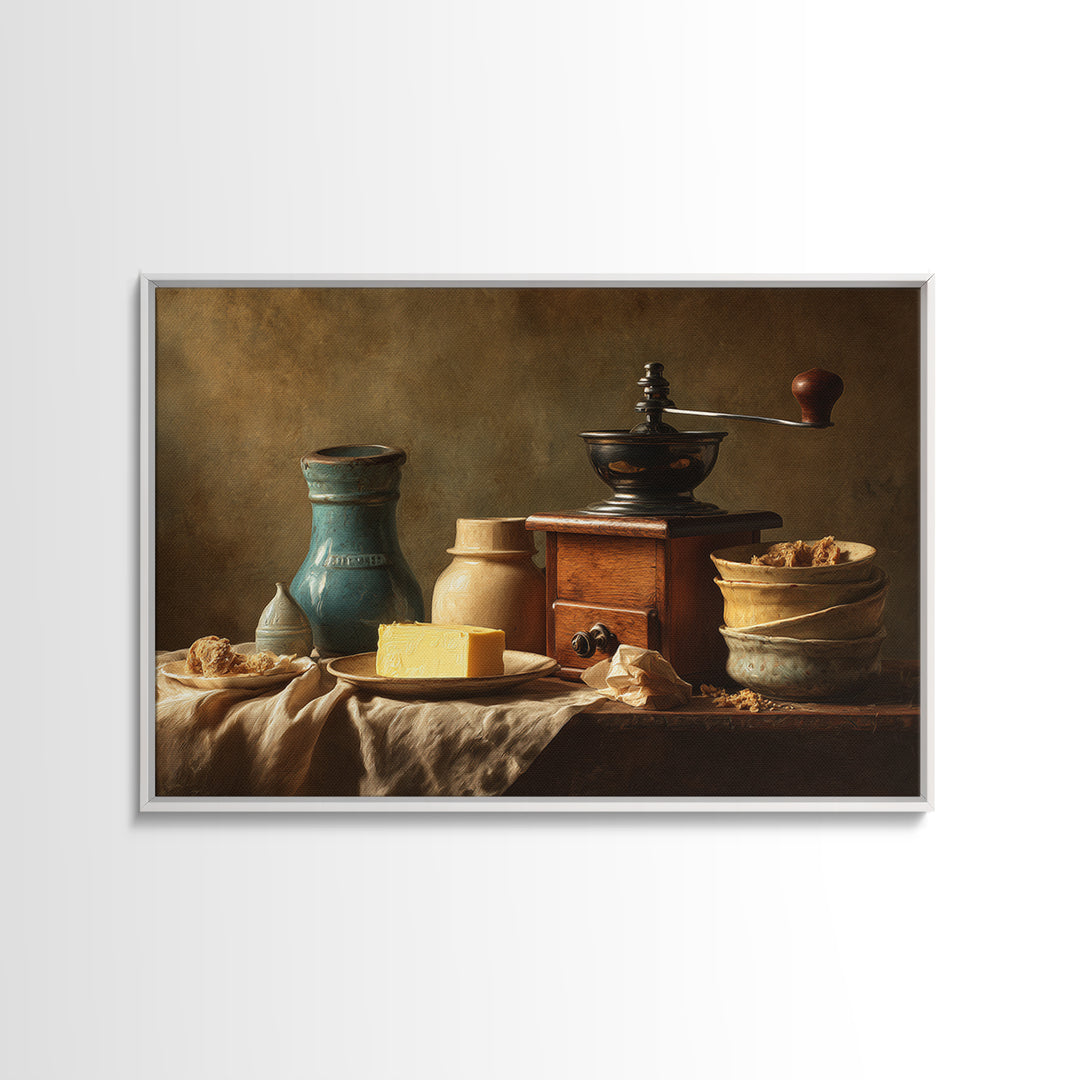 Coffee Grinder Antique Still Life Canvas Print, Coffee Shop Art, Coffee, Cafe Decor, Fine Art, Cafe, Living Room Decor, CSA-3x2-88
