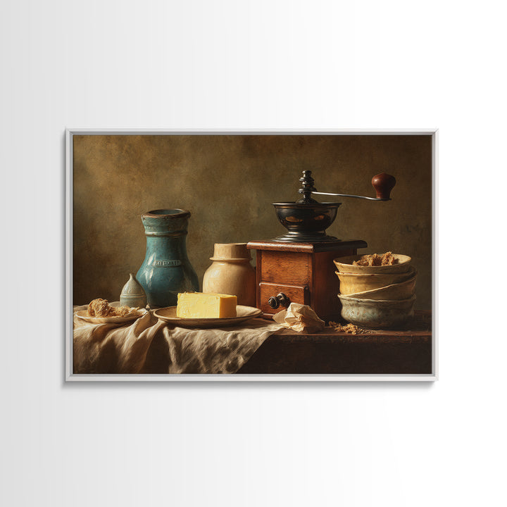 Coffee Grinder Antique Still Life Canvas Print, Coffee Shop Art, Coffee, Cafe Decor, Fine Art, Cafe, Living Room Decor, CSA-3x2-88