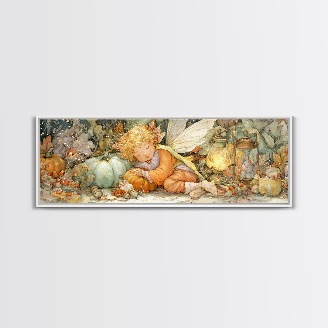 The Candy Corn Fairy, Cute Spooky Wall Art, Extra Wide Wall Art, Canvas Print, Halloween Kids Decor, Whimsical Wall Art, Horror Wall Art