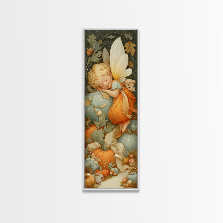 The Candy Corn Fairy, Whimsical Halloween Art, Tall Narrow Wall Art, Canvas Print, Halloween Kids Decor, Whimsical Wall Art