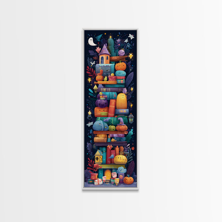 The Enchanted Costume Closet, Vector Halloween Art, Tall Narrow Wall Art, Framed Canvas Print, Cute Halloween Wall Art