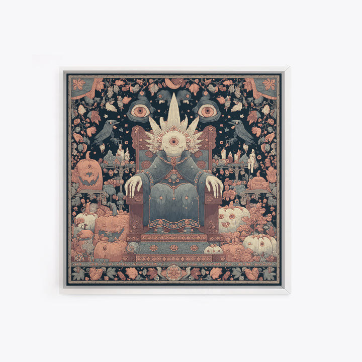 The Dreaming Priest Of The Outer Gate, Embroidered Halloween Art, Square Wall Art, Canvas Print, Cute Halloween Wall Art