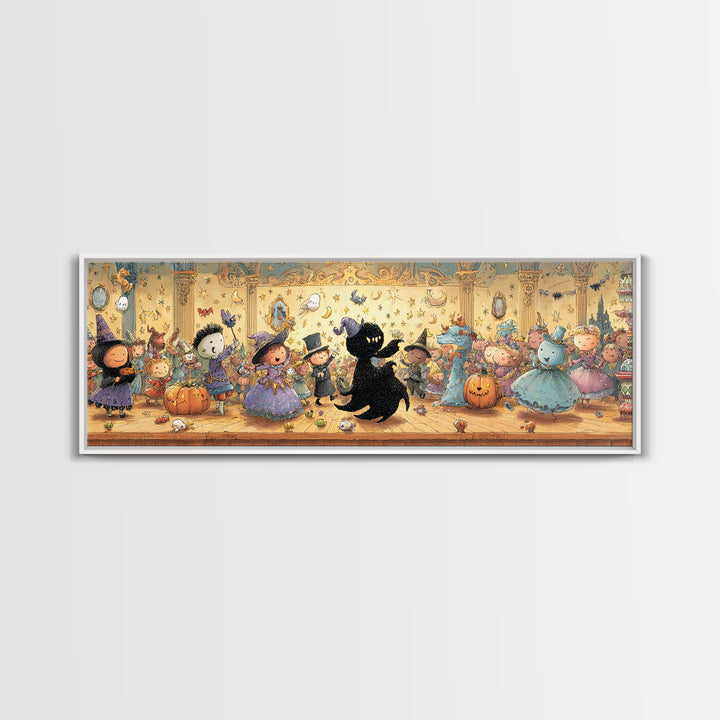 The Ballroom Of Silent Shoggoths, Embroidered Halloween Art, Extra Wide Wall Art, Canvas Print, Cute Halloween Wall Art