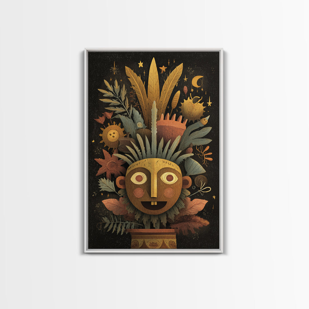 The Mask Of The Crawling God, Gouache Halloween Art, Vertical Wall Art, Canvas Print, Cute Halloween Wall Art